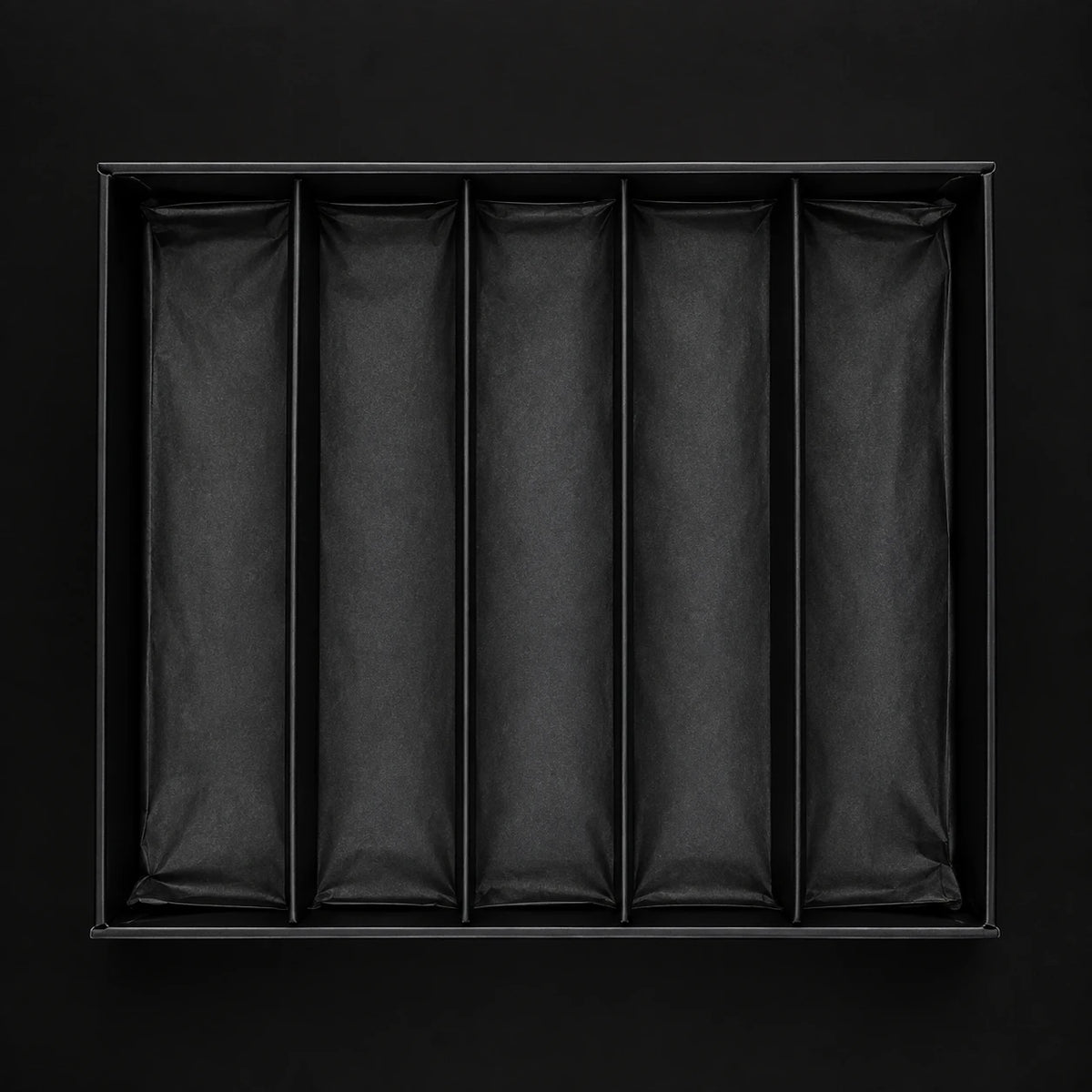 Écrin Maison de Carthage vide, 5 rangées, vu de dessus